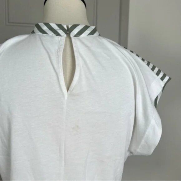 Zara Striped Green and White Cinched‎ Front Top Sz M *note - Picture 7 of 10